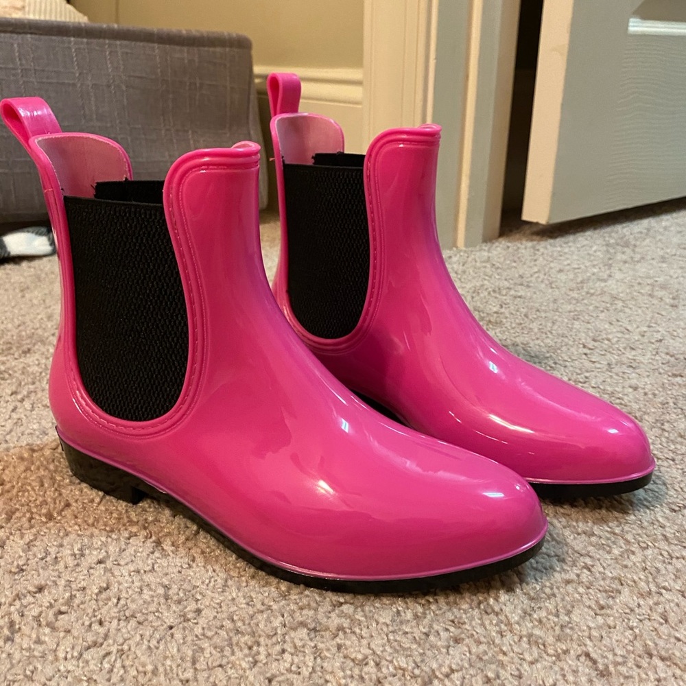 pink rain boots